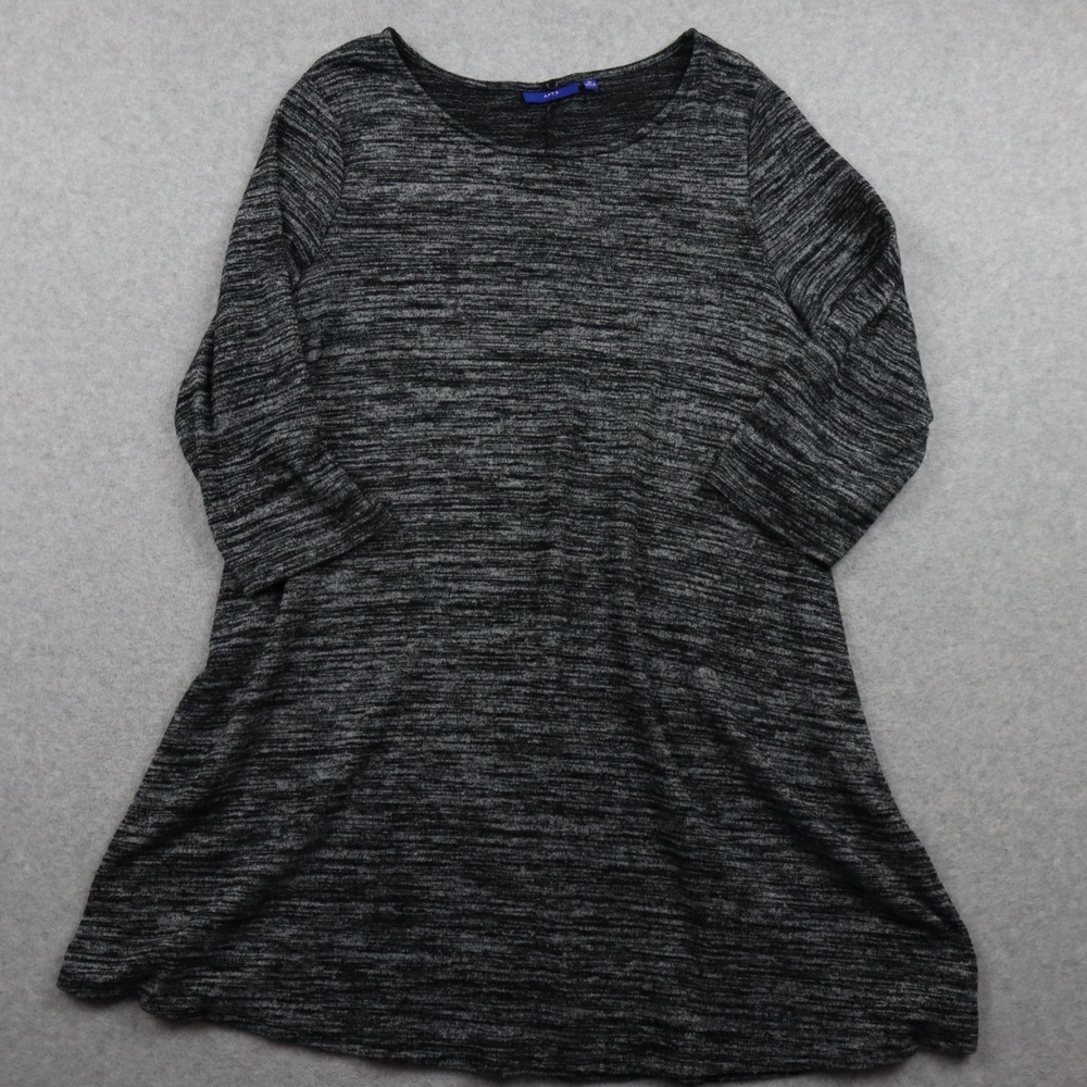 Apt 9 Dress Womens XL Tunic Sweater Knit Casual Heathered Dark Gray 3/4 Sleeve
